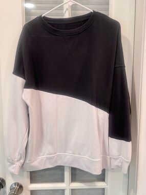 Men's Two-Tone Black and White Crewneck Sweater